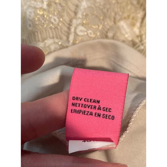 Betsey Johnson Lace Gold Metallic Dress Fairy 90s Babydoll ~ Sz 6 ~ So Glam! - Picture 6 of 9